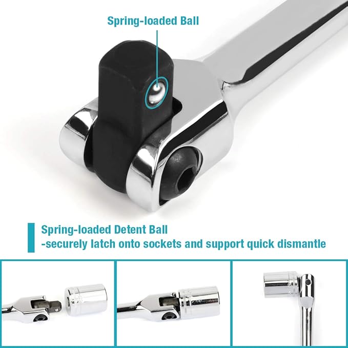 DURATECH 3-Piece Breaker Bar Set with 180° Rotatable Head, 6"-15" Lengths, Premium Chrome Alloy