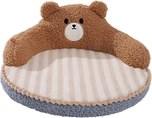 Cat Bed, Cute Bear Hug Design Dog Cat Beds Cuddler Bear Plush Pet Beds, Warm Soft Soothing High Backrest Dog Beds for Medium Small Dogs Puppy Kitty (Little Bear)
