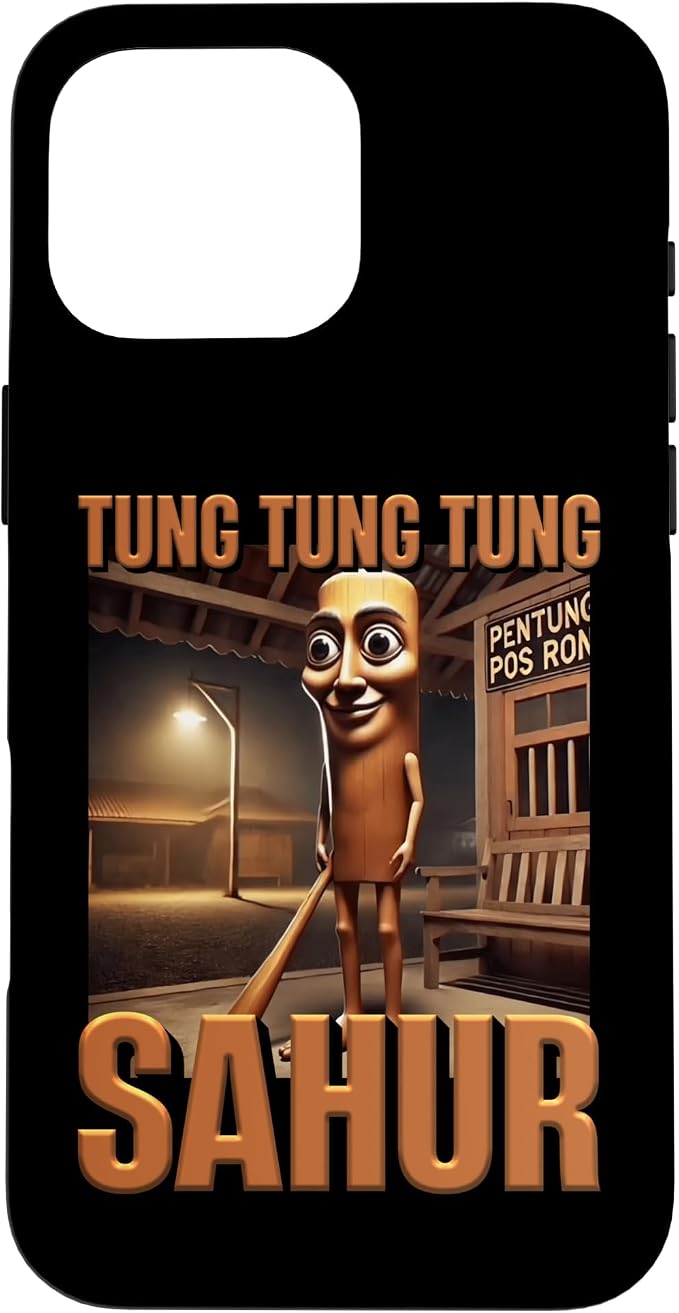 Internet Hilarious Meme AI Character Tung Tung Tung Sahur Case for iPhone 16 Pro Max