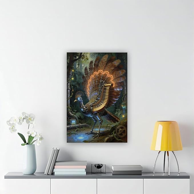 Framed Mechanical Fantasy Wall Art for Living Room TV Wall Vintage Steampunk Aesthetic Home Decor 20x30inch(50x75cm)