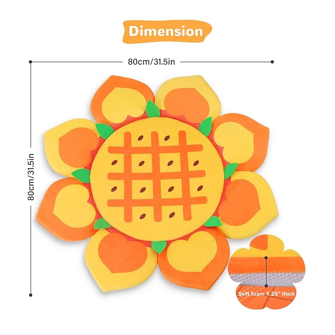 Flower Baby Bath Pad for Infant Bathtub Sink Flower Mat Tub Little Lotus - Petal Soft Supports Lounger Newborn Bathing Insert Seat Baby Essentials, Sunflower