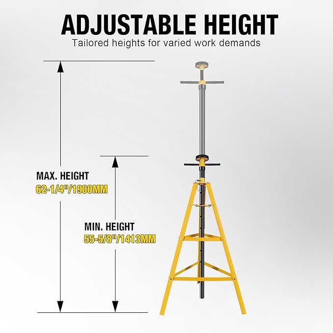 YELLOW JACKET 2 Ton Underhoist Support Stand High-Lift Jack Stand with 53in to 84in Reach for 4,000lbs Loads (Yellow)
