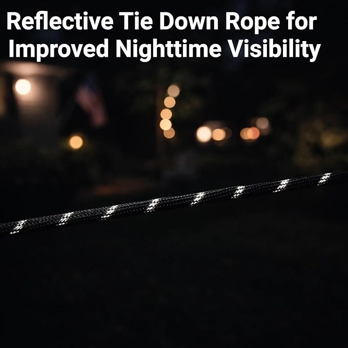 Longer 13ft Ratchet Strap Rope Tie Down Rope Rollers 6 Pack Paracord Tarps Tie Downs Small Cam Jam Retractable Paracord Ropes Tightener for Tent Canopy Use 1/8 inch