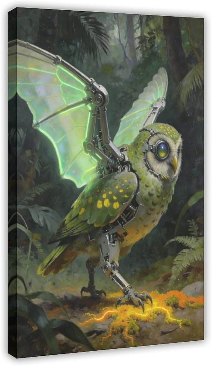 Framed Cyber Fantasy Wall Art for Living Room And Home Office Modern Sci Fi Nature Inspired Decor 16x24inch(40x60cm)
