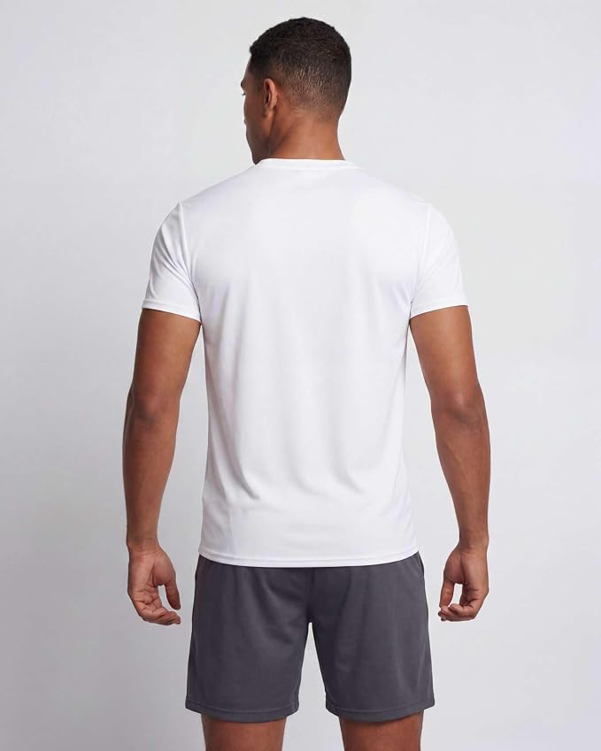 5 Pack Men's Dry Fit Short Sleeve T-Shirt Gym Workout Athletic Running Tee | Cooling, Moisture-Wicking, Crew Neck, Quick-Dry, Breathable, Active, Exercise, Fitness, Basketball, Cycling, Hiking, Tennis