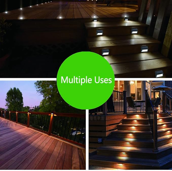 Solar Fence Lights, Waterproof Solar Outdoor Lights for Stairs Decks Steps Fences Patio Yard, LED Wall Sconce (Cool White/12 Pack)