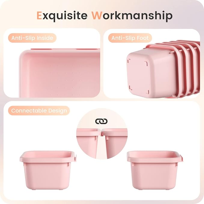 【Military Grade】A-LuGei Drawer Organizer,【】Makeup organizer,【Holds 177 Items】Bathroom Organizers and Storage,Organization and Storage,Desk Drawer Organizer for Vanity【Pink】