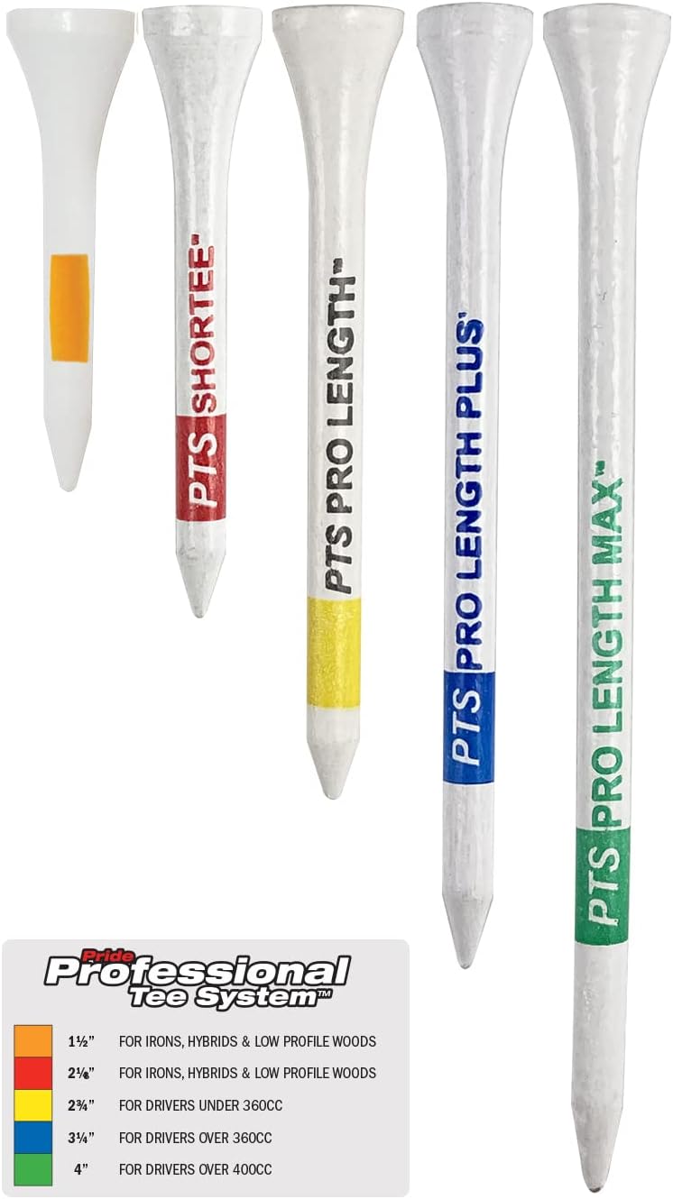Pride Professional Tee System - 2-3/4 Inch ProLength Golf Tees | 175 Count, Natural Color