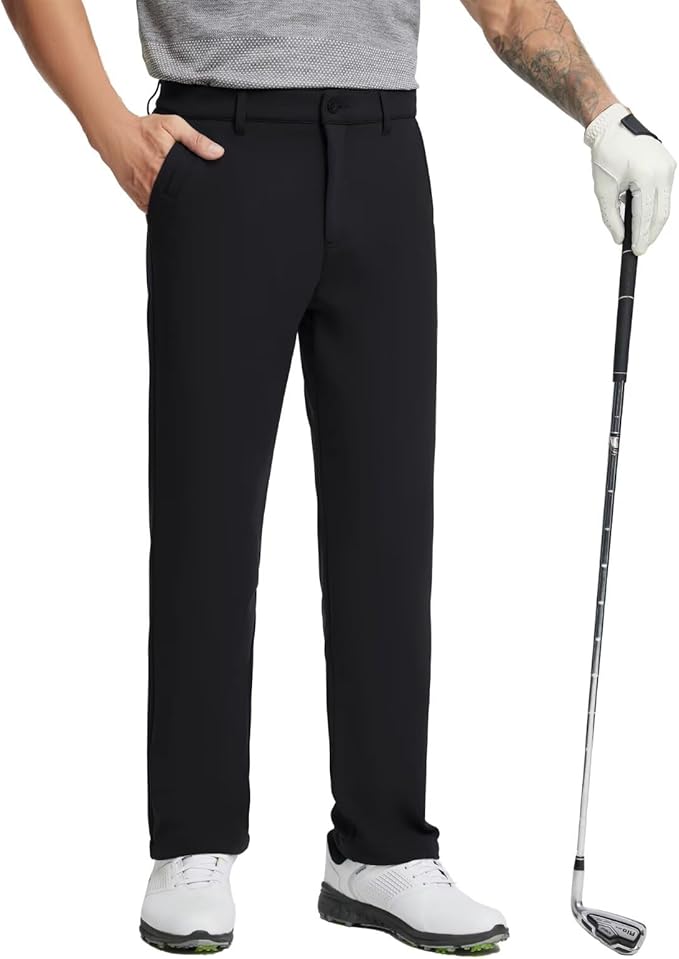 M MAELREG Golf Fleece Lined Pants Men Softshell Water-Resistant Workout Casual Outdoor Hiking Insulated Winter Pants for Men