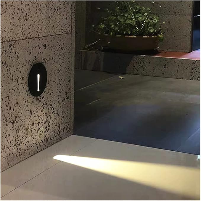 TTPP 1W LED Recessed Wall Lamp Stair Light AC85-265V Step Light Indoor Recessed Staircase Lamp Stairway Corridor Wall Foot Lamp Sconce Lights-CoolWhite-Black