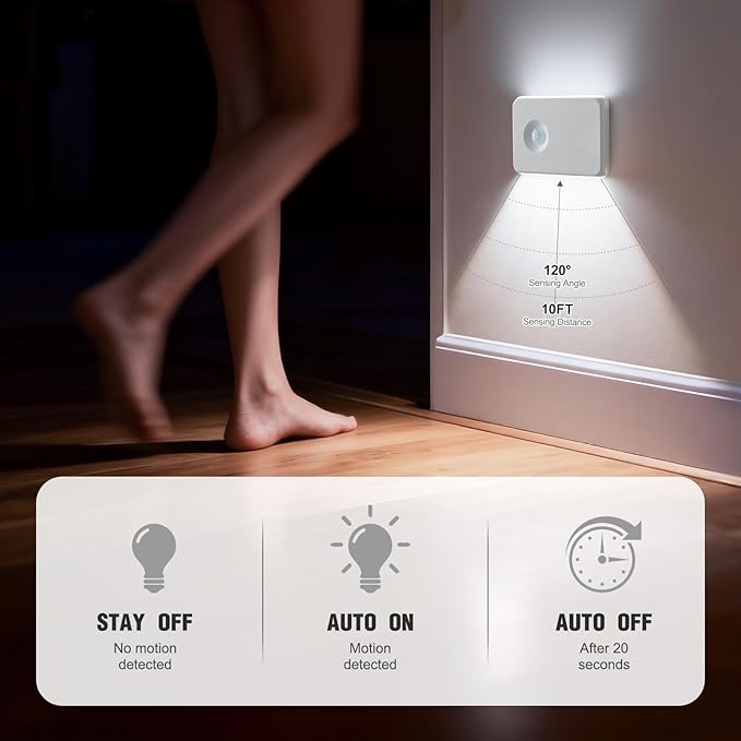 6 Pack Wireless Rechargeable Motion Sensor Stair Light, Smart Led Motion Activated Battery Operated Night Lights, RGBW Stick On Closet Lamp Indoor for Step Cabinet Hallway Bathroom Stairway