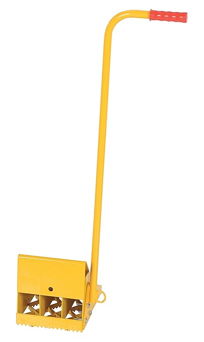 Vestil FAB-11-ERGO Fabricated Steel Wheel Chock with Ergonomic Handle 10-3/4 in. Length Yellow