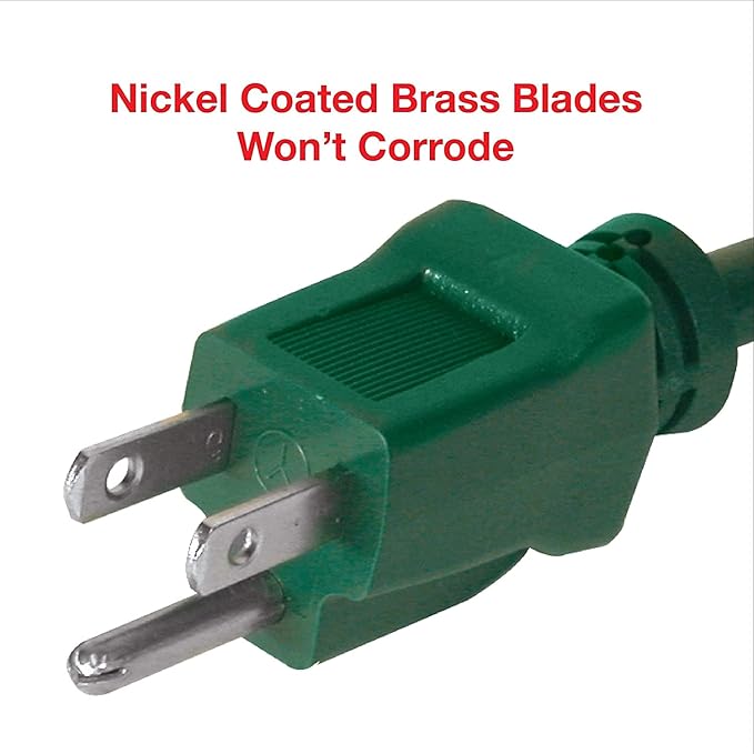 Clear Power 16 Gauge 3Prong Cords (3 Outlets, Green, 8 ft)