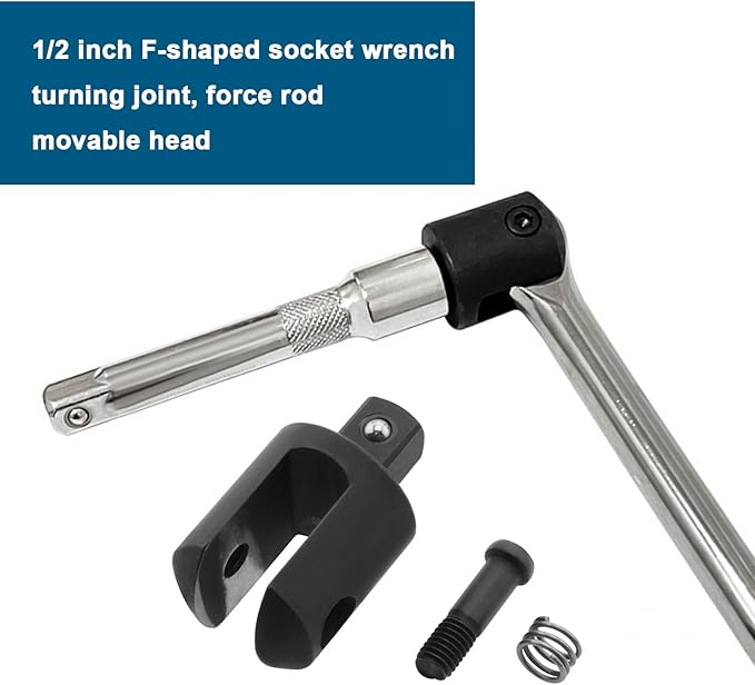 SING F LTD 2 Pcs 1/2 Inch Drive Breaker Power Knuckle Bar Head Socket Strong Arm Power Bar Head Socket Wheel Wrench Knuckle Joint, Black