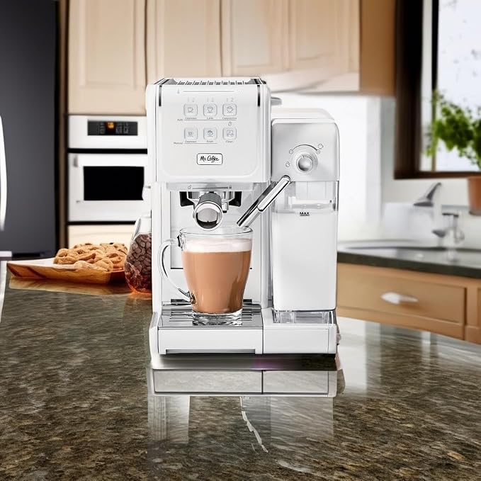 Mr. Coffee One-Touch CoffeeHouse - Espresso, Cappuccino, and Latte Maker, with Easy Serving Espresso (ESE) Pod compatibility - White