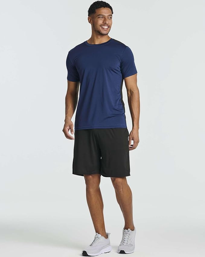 5 Pack Men's Dry Fit Short Sleeve T-Shirt Gym Workout Athletic Running Tee | Cooling, Moisture-Wicking, Crew Neck, Quick-Dry, Breathable, Active, Exercise, Fitness, Basketball, Cycling, Hiking, Tennis