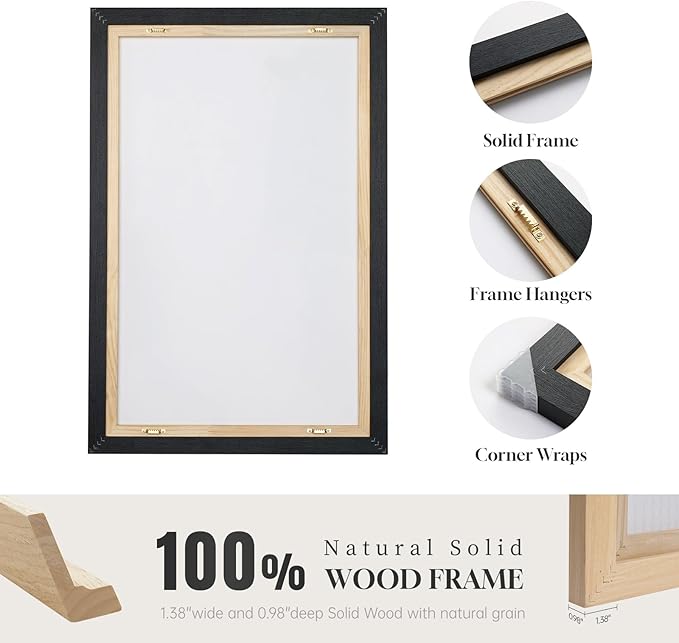 Extra Large Framed Abstract Wall Art for Living Room, Oversized Vertical Canvas Prints Paintings Artwork for Walls, Minimalist Black White Big Size Pictures for Hallway Entryway Wall Decor 40x60 In