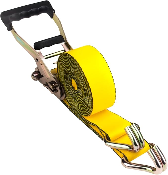 2 Inch Ratchet Straps Heavy Duty，20ft Tie Down Straps Ratchet with Double J Hook, 10000lbs Break Strength, Cargo Ratchet Straps for Moving, Truck, Trailers, Motorcycles (4 Pack)