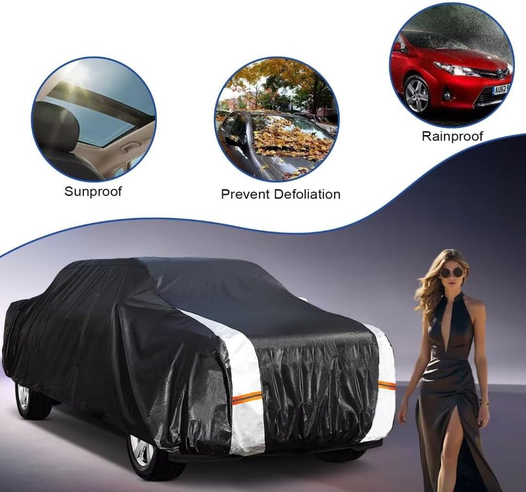 Ford F100 Truck Cover Custom Fit 1953-1983 Regular/Extended/Crew Cab Short/Long Bed(6.4'-8.5') with Door Zipper, 10 Layers Outdoor Pickup Truck Cover Waterproof All Weather, Wind Dust Sun Protector.
