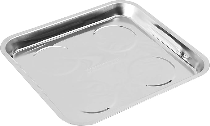 OEMTOOLS 25119 10 Inch x 11 Inch Square Magnetic Tray, Magnet Tool Holder, Heavy Duty Stainless Steel Construction, Tool Organizer Tray Securely Holds Small Parts and Fasteners