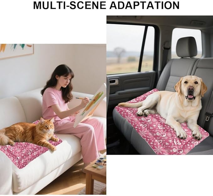 Cozy Dog Pads with Anti-Slip Bottom, Pink Floral Kennel Pet Pad Dog Beds& Furniture Ultra Soft Cat Bed Mat for Indoor& Outdoor Sofa Cars, Machine Washable 36 X 24 Inch