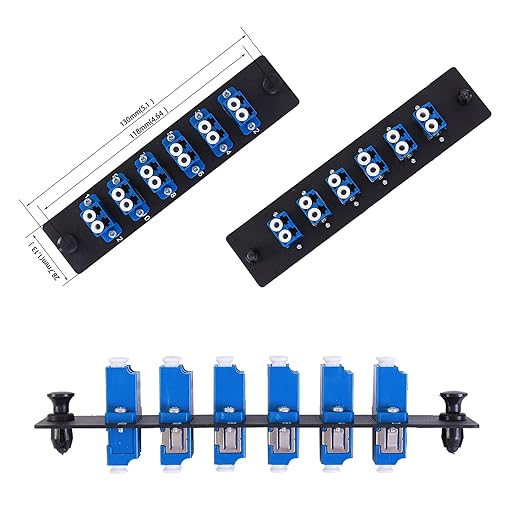 VFLTOOL 2PCS 6 Duplex LC Adapters LGX Footprint Fiber Patch Panel Loaded 12 Fiber Ports Couplers Enclosure - LC UPC Blue Compatible with SingleMode Multimode|1.25G/10GB OS1-2/OM1-3