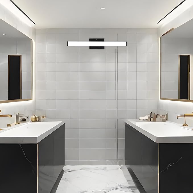 24 Inch LED Bathroom Vanity Light, 15W 3CCT Bathroom Light Fixtures Over Mirror, IP44 Waterproof Dimmable Black Bath Vanity Lights Bar, ETL Listed