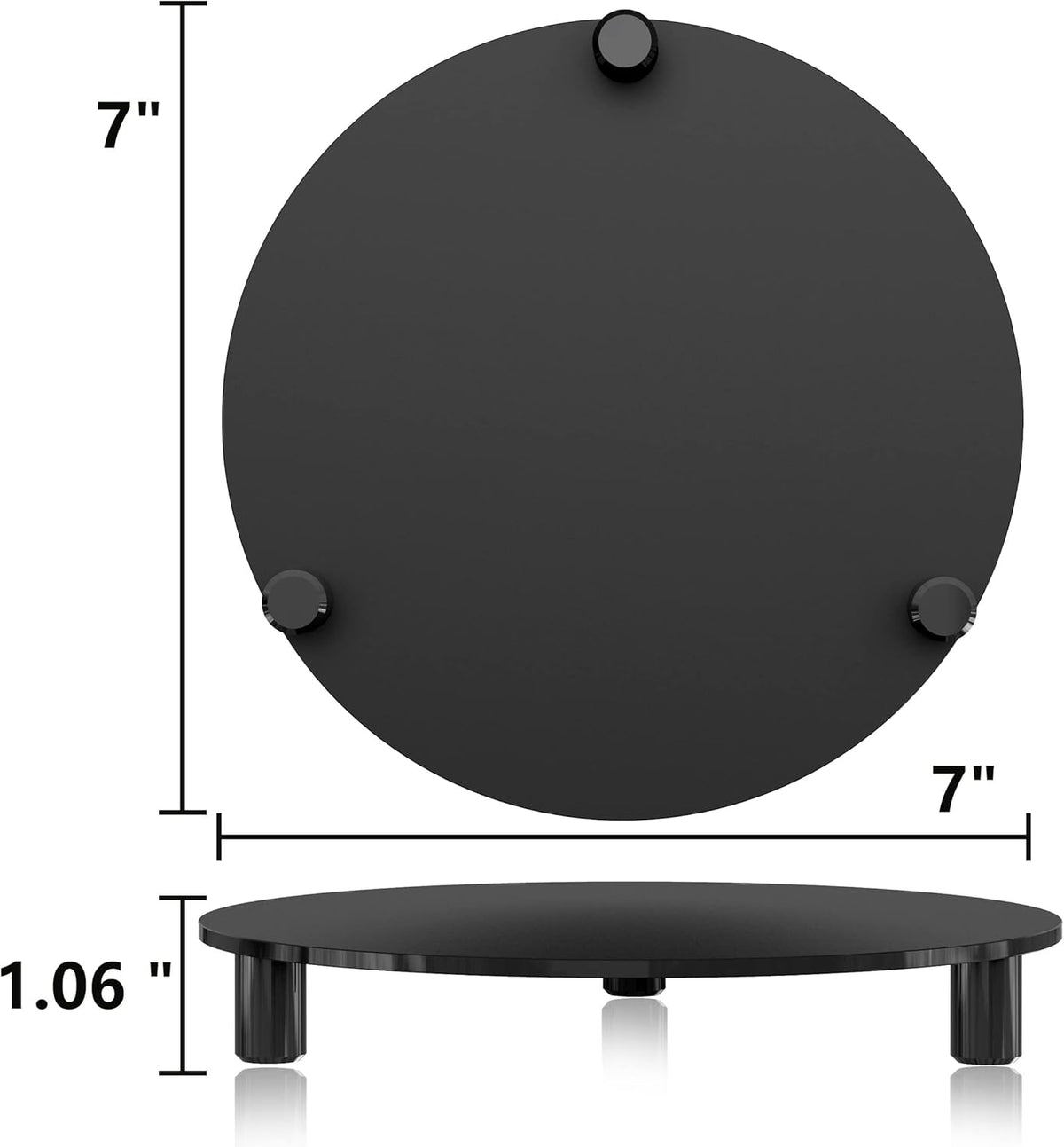 SVENJBB Black Round Pedestal Riser Board - 7 Inch 2-Pack Acrylic Display Stands for Home Décor