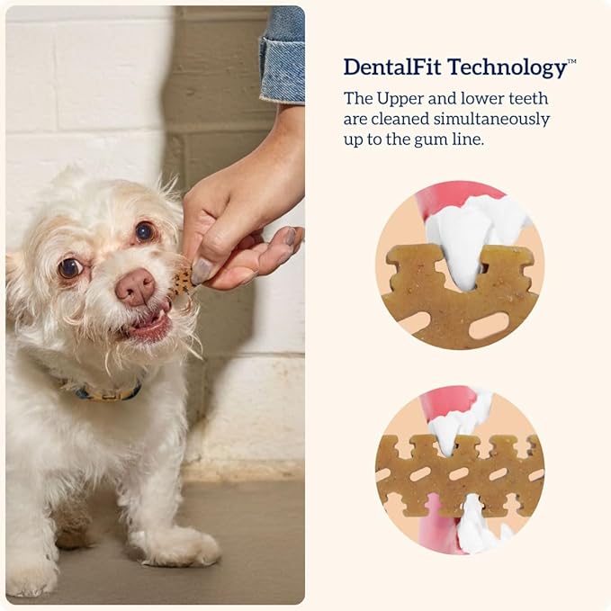 Groovies Flexible Dog Dental Chews with Patented DentalFit Technology to Help Support Tartar Control & Fresh Breath, Large Dog Chews for 25-50 lb Dogs, USA Manufactured Oral Care, 27 Chews