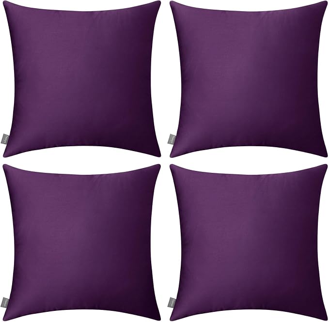 4-Pack 100% Cotton Comfortable Solid Decorative Throw Pillow Case,Thmyo Square Cushion Cover Pillowcase Sublimation Blank Pillow Covers DIY Throw Pillowcase for Couch Sofa(18x18 inch/ 45x45cm,Violet)