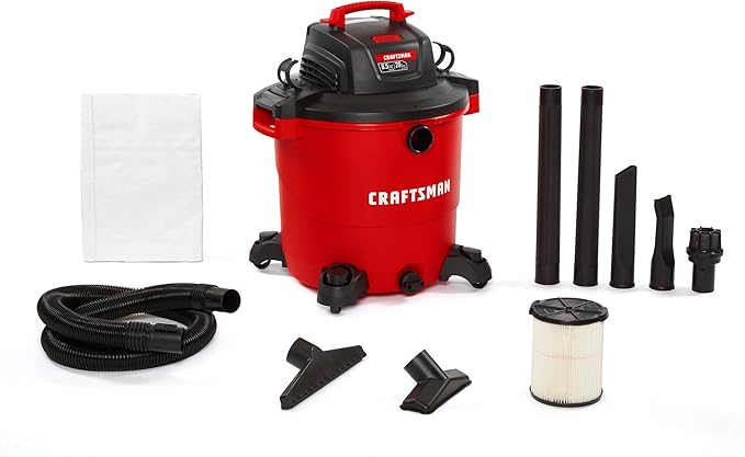 CRAFTSMAN CMXEVBE17596 20 Gallon 6.5 Peak HP Wet Dry Vac, Heavy-Duty Shop Vacuum Wet and Dry with Filter, Dust Bag, Hose and Attachments for Shop, Garage, Jobsite Cleaning