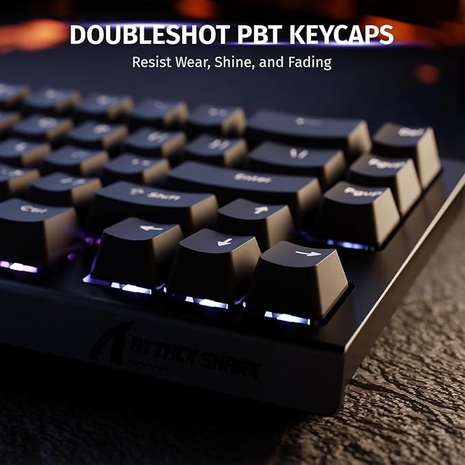 ATTACK SHARK X68 HE RT Mechanical Gaming Keyboard 60% Wired TKL-Black | Adjustable Actuation,Hall Effect Magnetic Switch,8KHz Polling Rate,RGB Backlit,Top Mount, Web Driver for PC Mac Esport Gamer