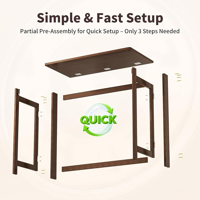 Folding Desk for Small Spaces, Bamboo Foldable Desk, Small Computer Table | Small Computer Desk, Mid Century, Fold Out，Compact Size, for Bedroom, Living Room, Apartment, Home Office