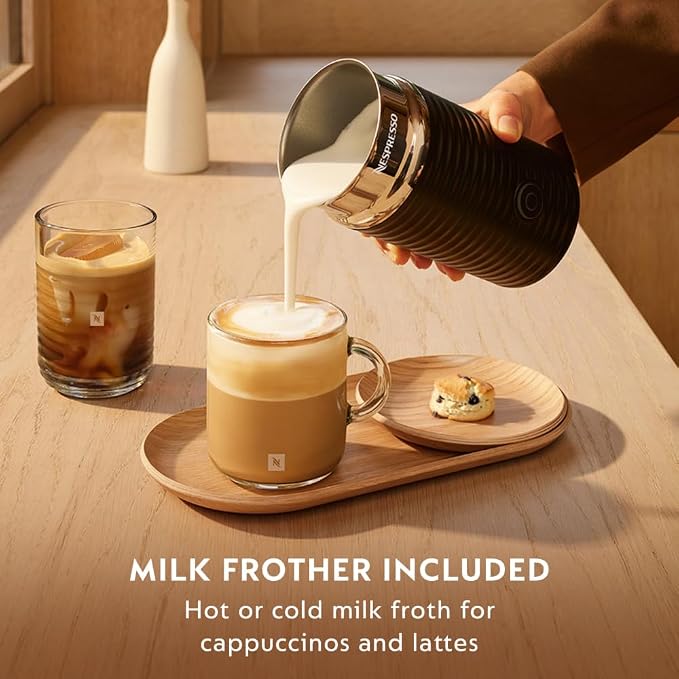 Nespresso Vertuo Pop+ Coffee Machine with Milk Frother, Pacific Blue | Coffee and espresso maker by De'Longhi with compact design. Aeroccino3 frother bundle for hot or cold foam drinks at home.