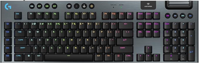 Logitech G915 X Lightspeed Wireless Gaming Keyboard (Tactile) - Black | Low Profile, Mechanical Switches, Double-Shot PBT Keycaps, RGB lighting, Aluminum finish, PC/Mac Compatible