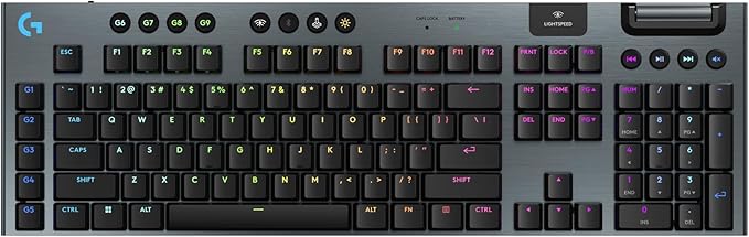 Logitech G915 X Lightspeed Wireless Gaming Keyboard (Linear) - Black | Low Profile, Mechanical Switches, Double-Shot PBT Keycaps, RGB lighting, Aluminum finish, PC/Mac Compatible
