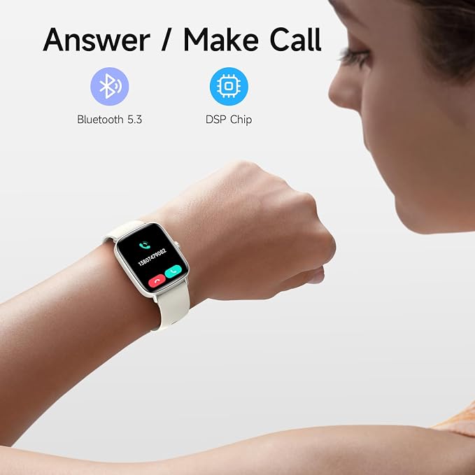 Smart Watch for Women, 1.85" HD Smartwatch Compatible iPhone/Samsung/Android (Answer/Make Calls), 100+ Sport Modes Fitness Tracker with Heart Rate/Sleep/SpO2 Monitor, IP68 Waterproof (Beige)