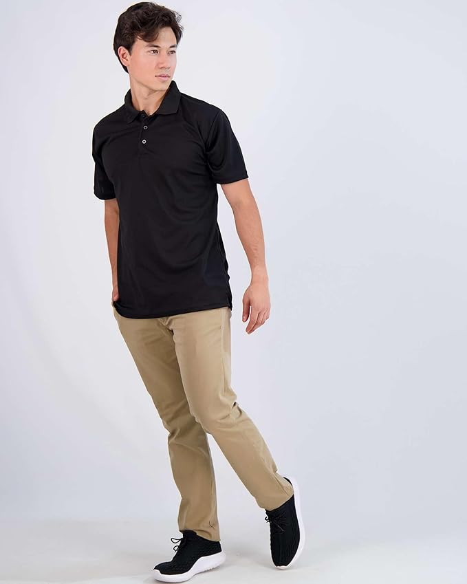 Real Essentials 3 Pack: Men's Quick-Dry Short Sleeve Athletic Performance Polo Shirt (Available in Big & Tall)