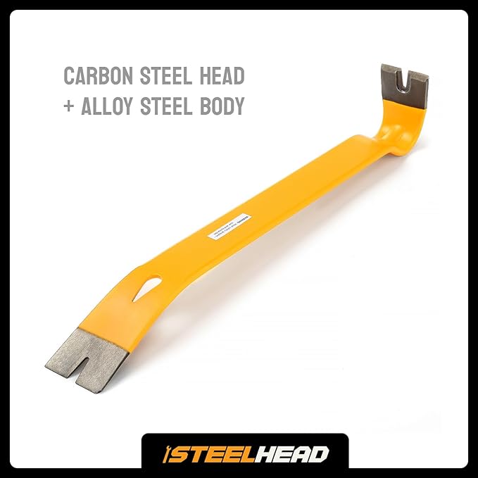 STEELHEAD 15" Heavy-Duty Flat Pry Bar,Integrated Nail Puller,Rust & Corrosion Resistant Enamel Finish,Ultra-Durable Forged Heat-Treated Carbon Steel,Flat,USA-Based Support,SH-PB-B1-15-1
