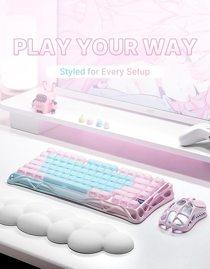 GravaStar Mercury K1 Lite 75% Wireless Mechanical Gaming Keyboard RGB | Gasket Mount, Hot Swappable Linear Switches, Creamy Sound Keyboard, 2.4GHz/USB-C/Bluetooth 5.0, for Win/Mac