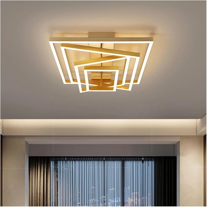 Nordic Home Decoration Salon Bedroom Decor Smart Led Lamp Lights for Room Dimmable Ceiling Light Indoor Lighting Minimalist Design(RC Remote dimming,Gold 4layers)