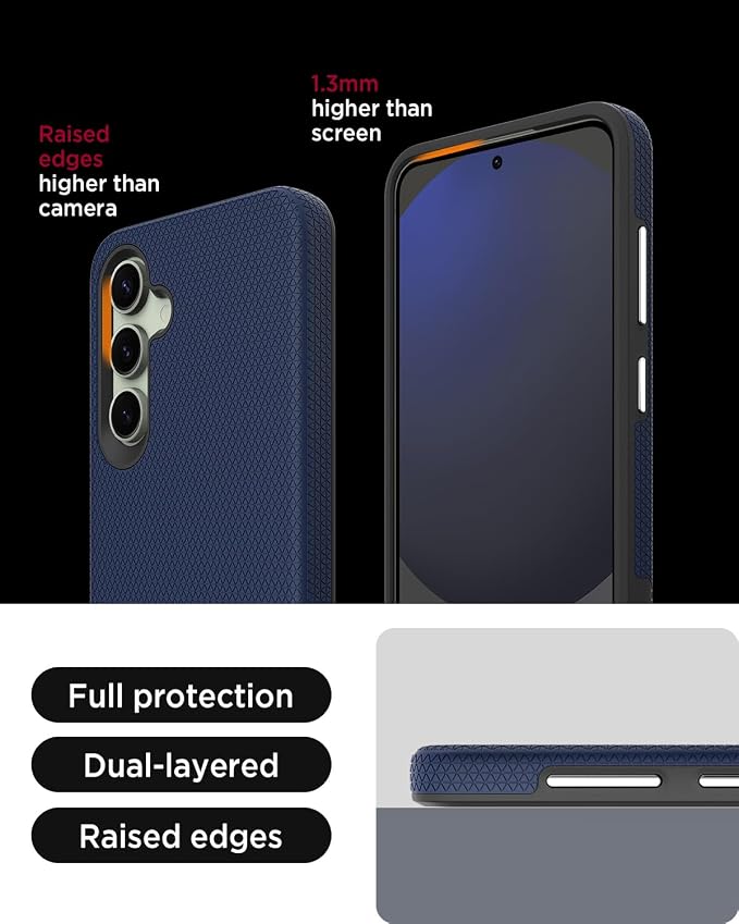 Miimall Rugged Case for Samsung S24 FE, Dual Layer Protection, Military Shockproof, Anti-Slip, Anti-Scratch, Tough Full Body Heavy Duty Slim Case, Dark Blue
