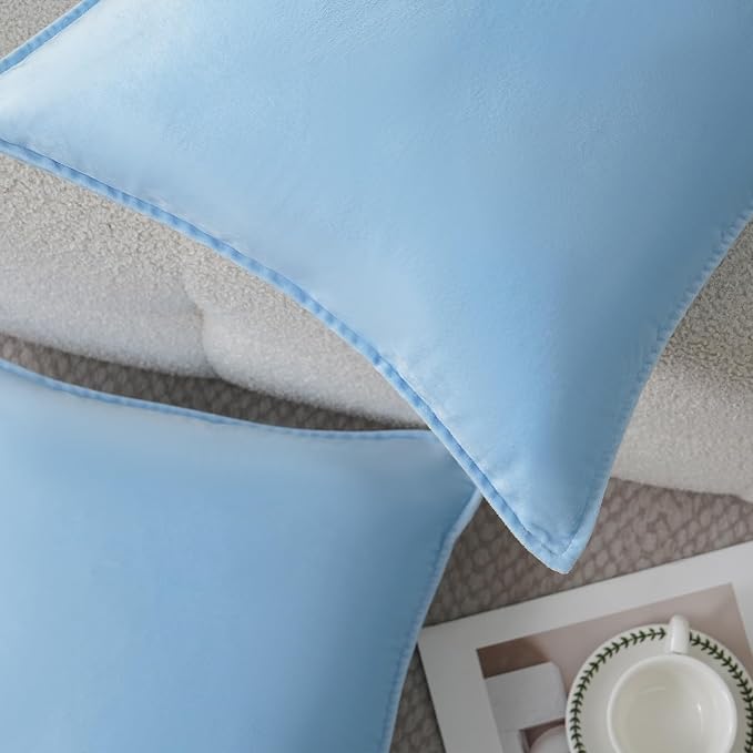 Velvet Light Blue Throw Pillow Covers 24”x24”Pack of 2 Soft Decorative | Square Cushion Covers for Couch Sofa Bed Livingroom Car Home Decor,60x60Cm