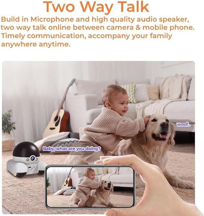Pet Cameras Indoor with Phone App, 1080p Dual Lens, P 360°/T 90° Rotation Monitoring, 2-Way Talk, Night Vision, Motion Detection, Video Recording (WiFi, 128GB)