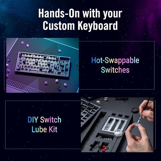 ASUS ROG Azoth Wireless Mechanical Gaming Keyboard – 75% TKL, Tri-Mode Connectivity, Hot Swappable Pre-lubed ROG NX Snow Linear Switches, PBT Keycaps, RGB, OLED Display, PC/Mac Support - Black