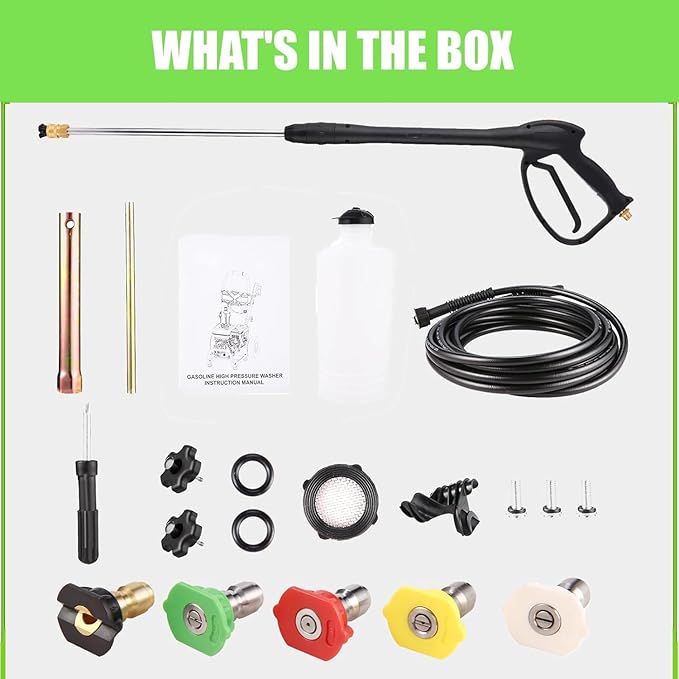 𝟒𝟐𝟎𝟎𝐏𝐒𝐈 𝐆𝐚𝐬 𝐏𝐫𝐞𝐬𝐬𝐮𝐫𝐞 𝐖𝐚𝐬𝐡𝐞𝐫, Heavy Duty 𝐏𝐨𝐰𝐞𝐫 𝐖𝐚𝐬𝐡𝐞𝐫 with 5 QC Tips, 25ft Flexible Hose and 0.5Gal Soap Tank, 212cc 7.0 HP Engine, EPA/CARB/ETL Compliant, Gray