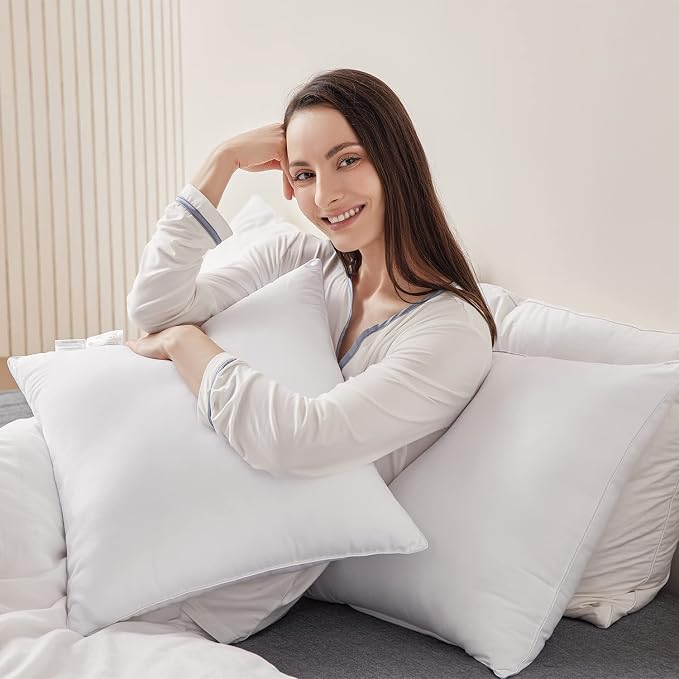 Qeils 18 x 18 Pillow Inserts Set of 4 White Throw Pillow Inserts with Soft Polyester Cover - Rectangle Square Interior Sofa Pillow Inserts Decorative Pillow Insert White Couch Pillow, Pack of 4