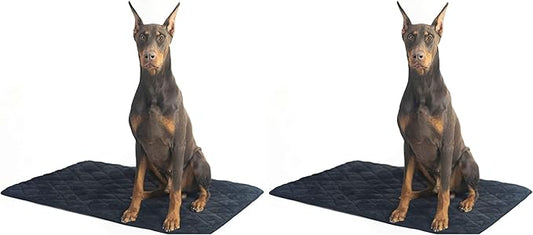 4Knines Extra Large Dog Crate Mat – Waterproof, Non-Slip, Machine Washable Crate Mat – Soft, Durable Kennel Mat for Dogs – Pet Bed for Crates, Travel or Home Use - Extra Large (Black) (Pack of 2)