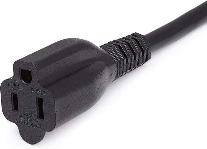 Amazon Basics Extension Cord, 20 Ft, 3 Prong Outlet Extender, Indoor, 13 Amps, 125V, 16 AWG, Black
