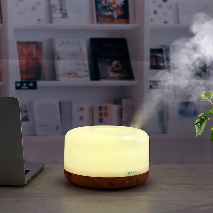 BlueHills Premium Set of Two Large 2500 ML and 1000 ML Round Essential Oil Diffusers Humidifier Combo for Large Room Home with Décor LED Lights Great Gift – Value Pack of Wood Grain